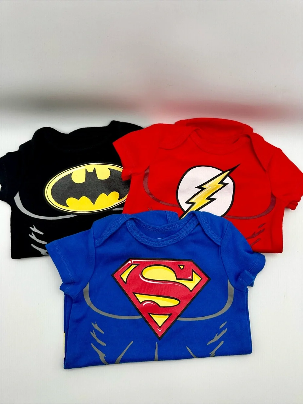 DC Comics Justice League Baby Bodysuit 3-Pack Batman Superman Flash 3-6M NWOT